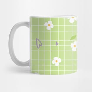 Cute Flower Pattern Green Background Mug